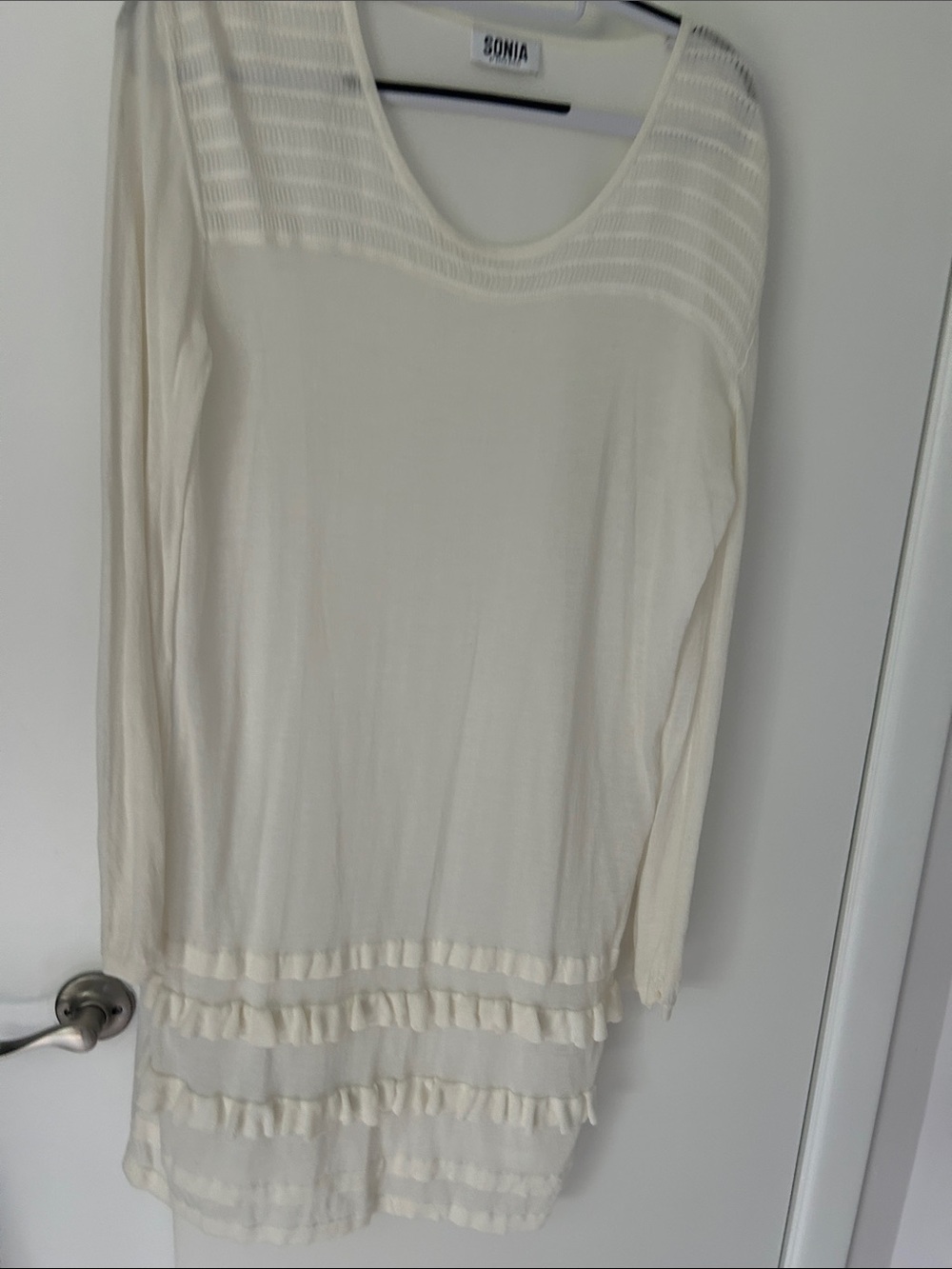 Sonia Rykiel Cream Knit Top with Branded Neck Label